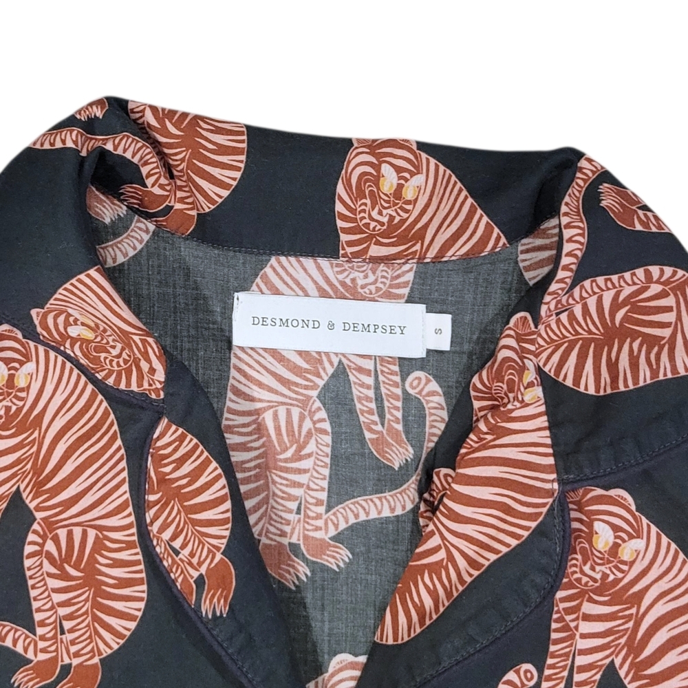 Desmond & Dempsey Sansiando Tiger Pajama Long Button Top Size S - Picture 4 of 8